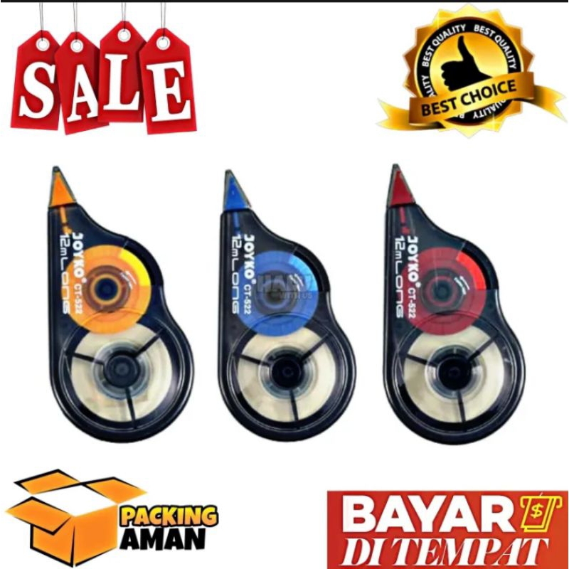 

(BISA COD) PROMO 1 Pcs Joyko Correction Tape / Pita Koreksi / Tip Ex / Tip X CT-522