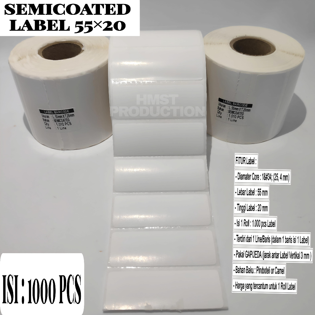 

Label semicoated 55 x 20 mm, Label Barcode 55x20, Label Lab 55 x 20