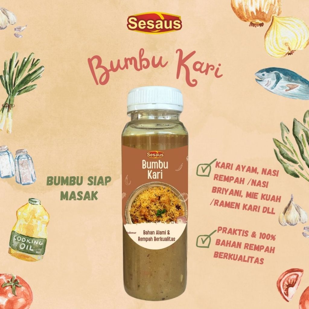 

Bumbu Kari Instan Halal 250gr / Bumbu Kari Serbaguna / Kebuli Instan Bumbu / Ramen Kari Instan Bumbu