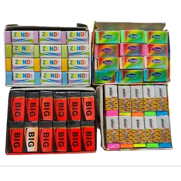 

(12 pcs) penghapus /eraser/stip pensil MEDIUM BIG 4,5X2 RENDOM M1, 1 lusin