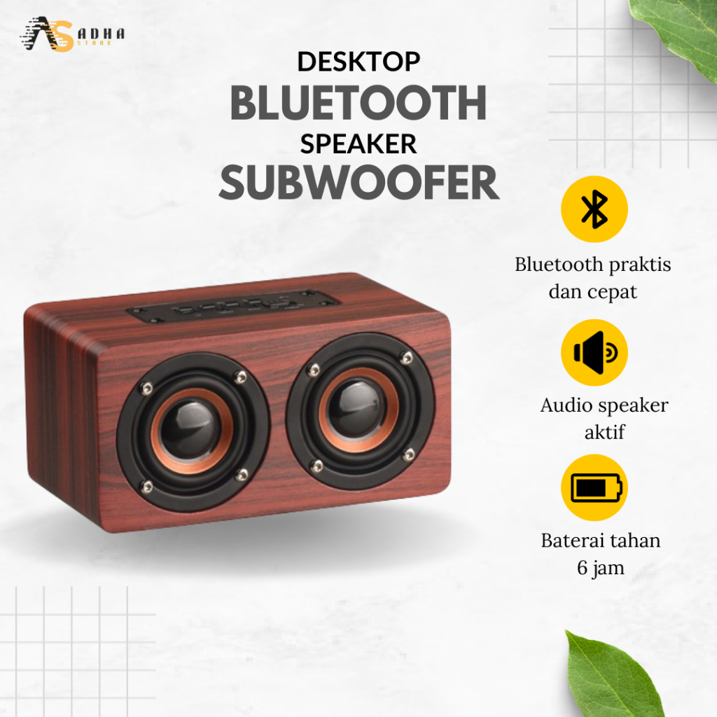 Speaker Bluetooth Stereo Subwoofer with Microphone - W5