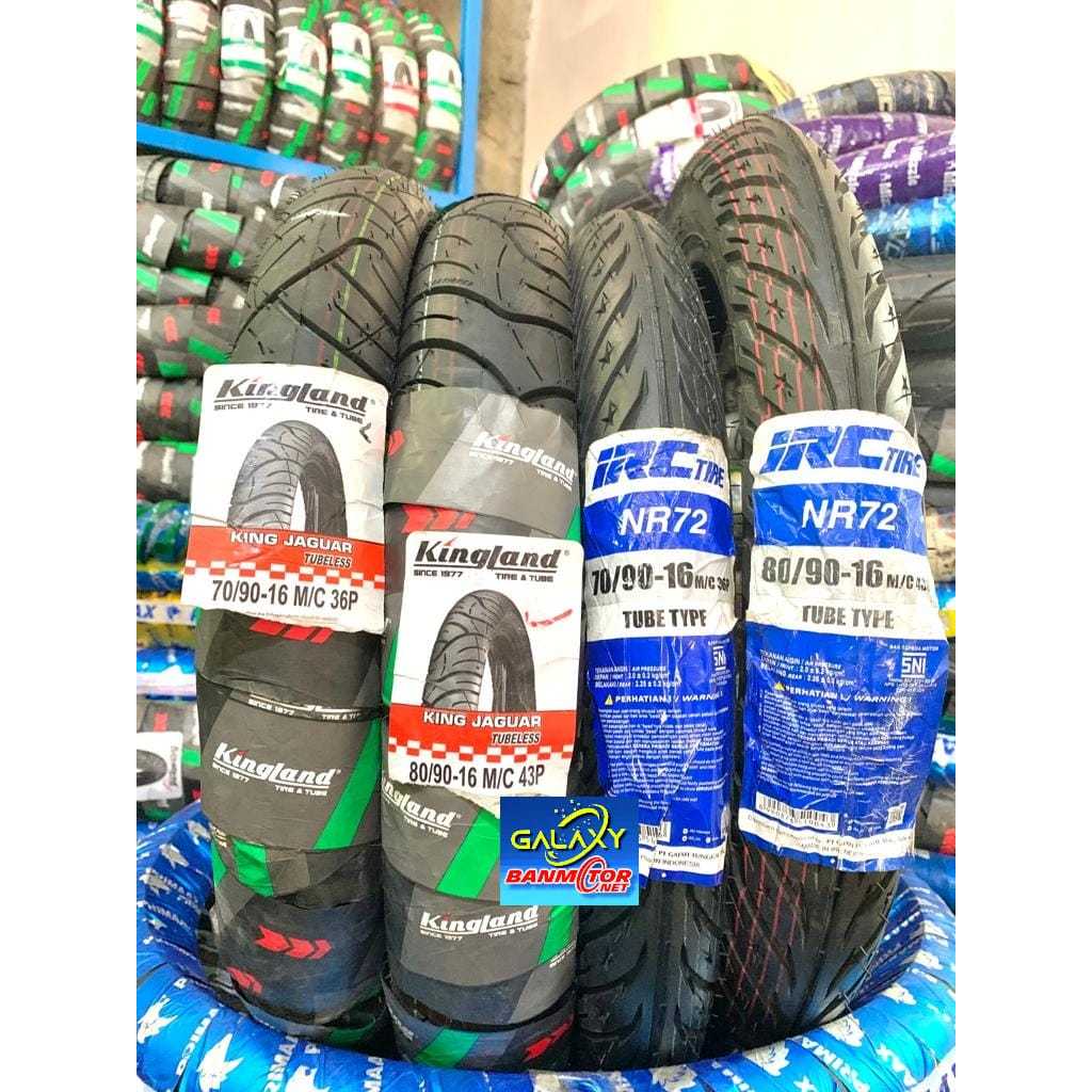 BAN MOTOR TUBLES KINGLAND JAGUAR 70/90-16 80/90-16 DAN BAN IRC 70/90-16 80/90-16 TUPETYPE/BUKAN TUBE