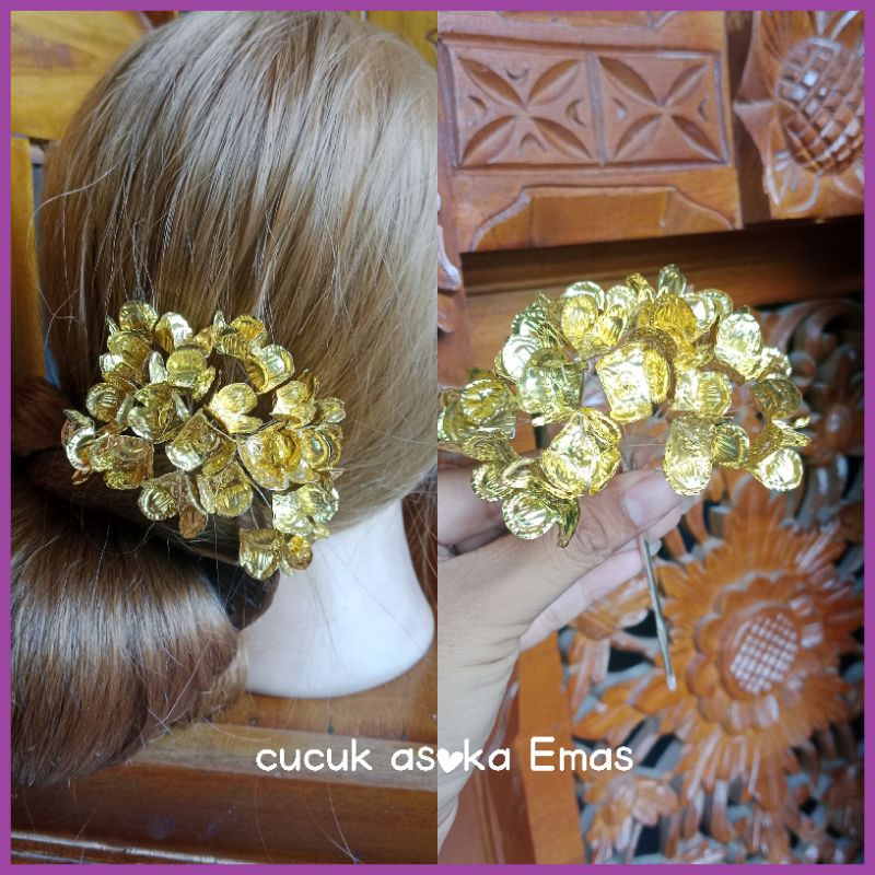 aksesoris bali - tusuk emas bunga asoka