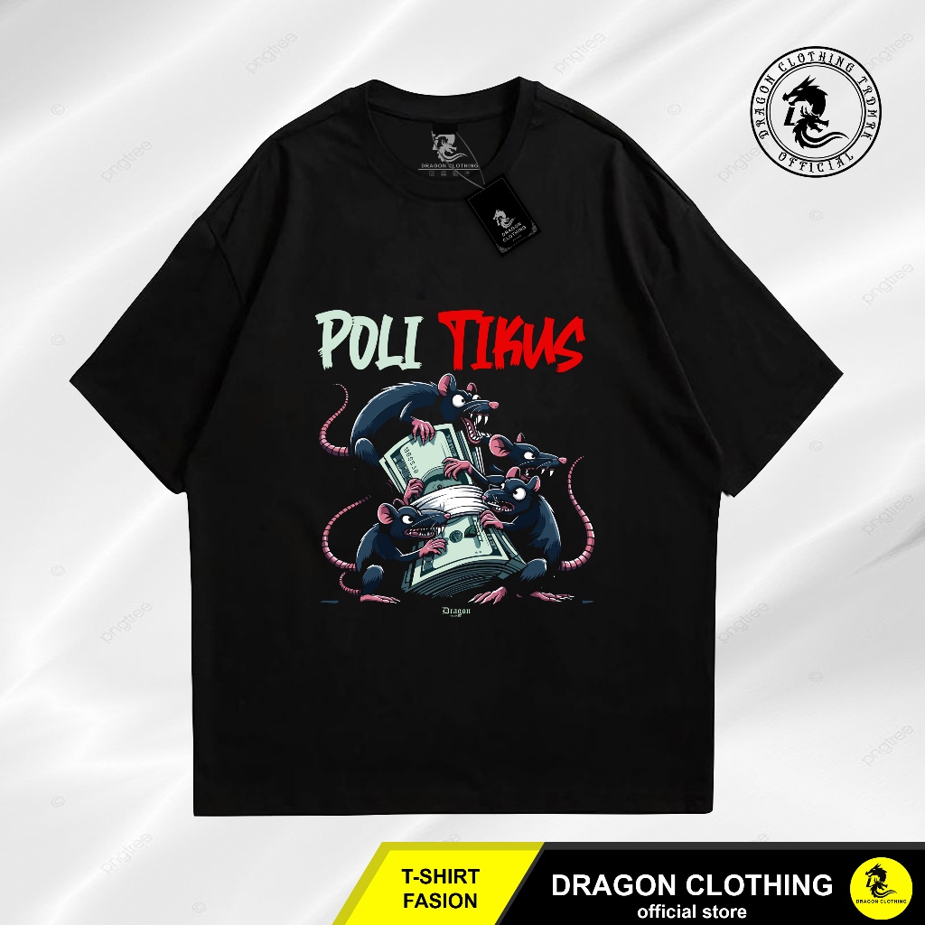 T shirt Distro Vintage POLITIKUS kaos hitam keren combed 24S unisex