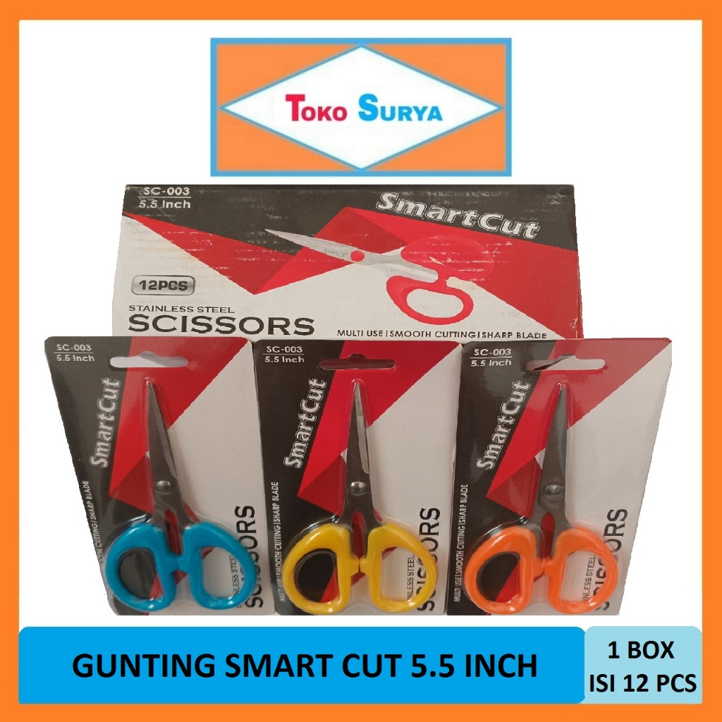 

Gunting Smart Cut Gunting Stainless Steel SC-003 5.5 Inch 1 Box Isi 12 Pcs