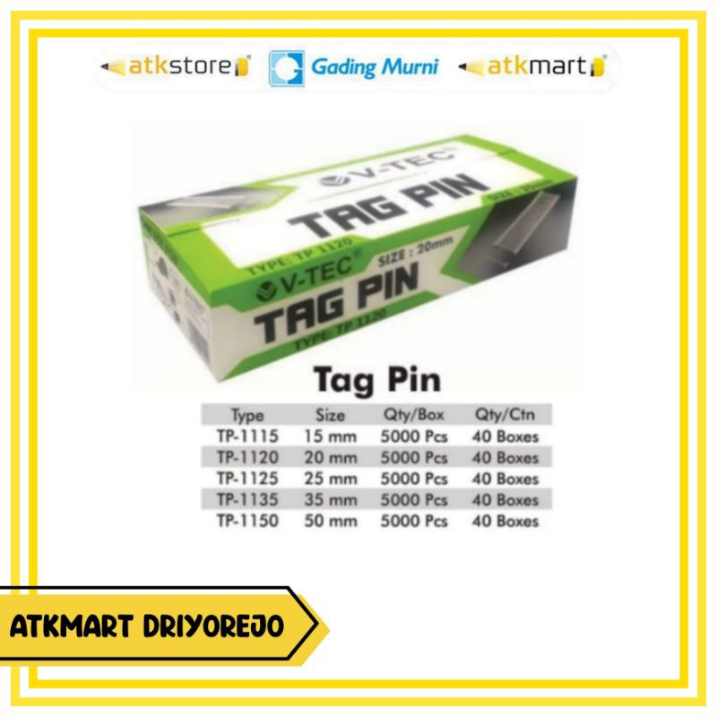 

V-TEC TAG PIN / PENGAIT LABEL BAJU 35MM - REFILL TAG GUN - ISI TAG GUN