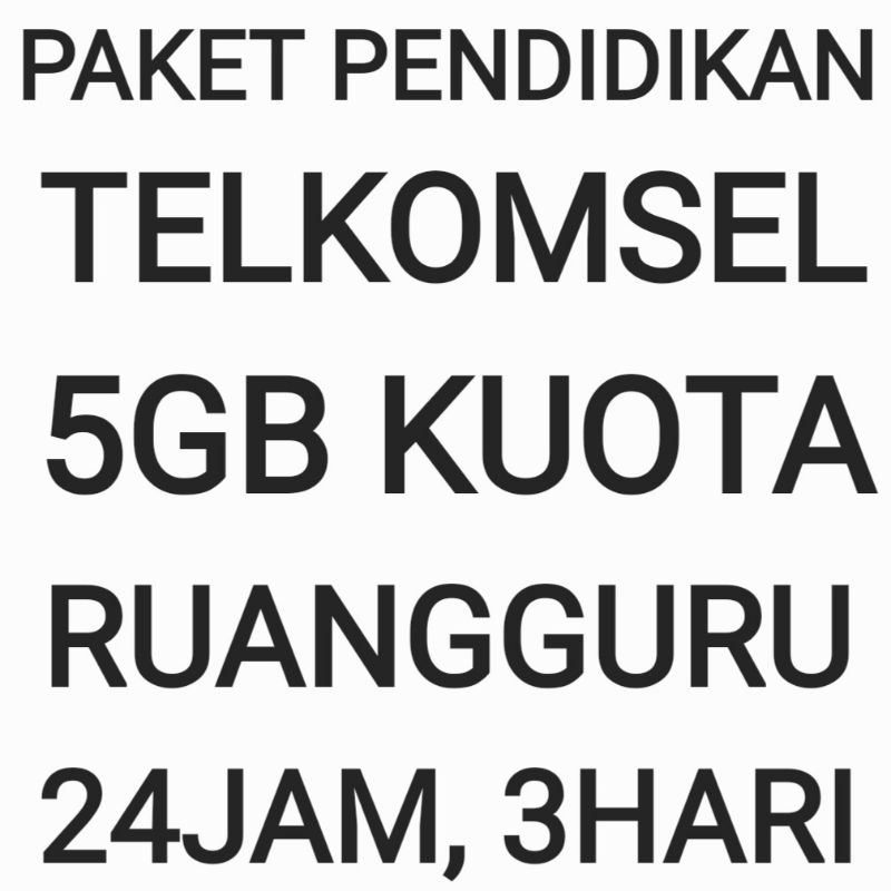 [CHAT DULU SEBELUM ORDER]Paket Pendidikan Telkomsel 5 GB Ruangguru Internet Data Kuota Belajar Sekol