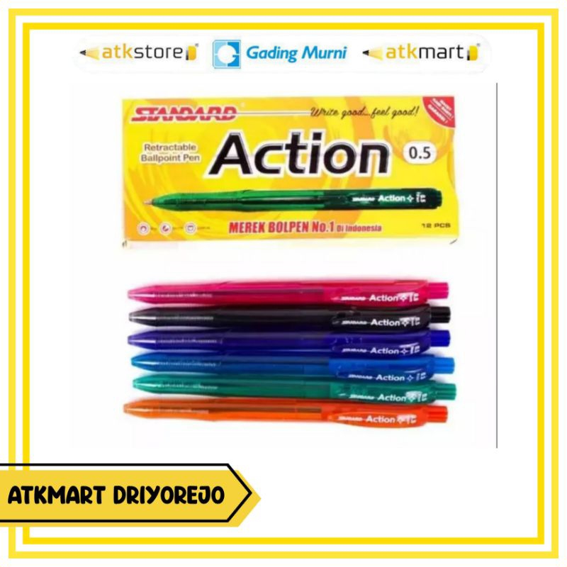 

(12 PCS) STANDARD BALLPOINT 0.5MM HITAM, BIRU - BULPEN - PEN - PULPEN