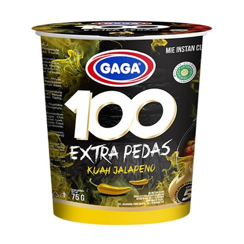 

Gaga 100 Mie Instan Cup Extra Pedas Kuah Rasa Jalapeno isi 75 gram