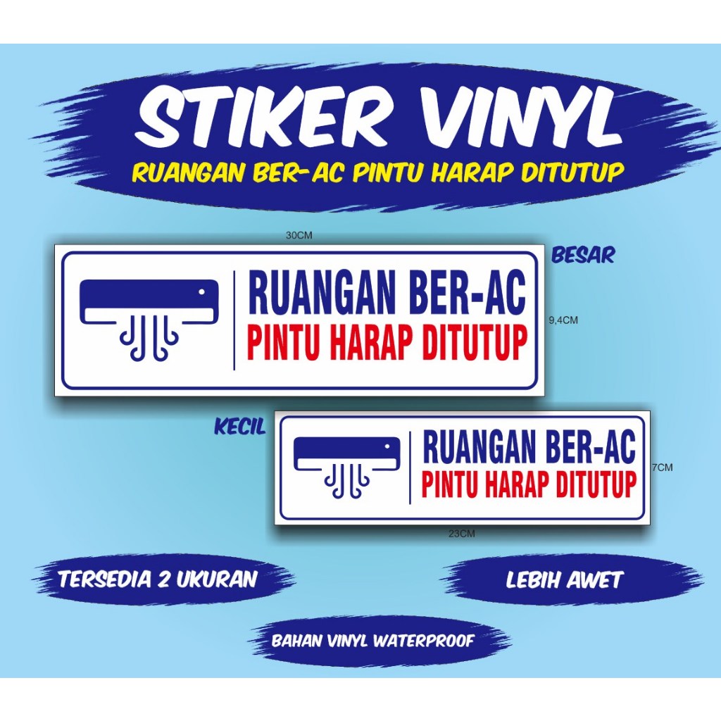 

Stiker ruangan ber ac pintu harap ditutup - stiker himbauan - stiker vinyl