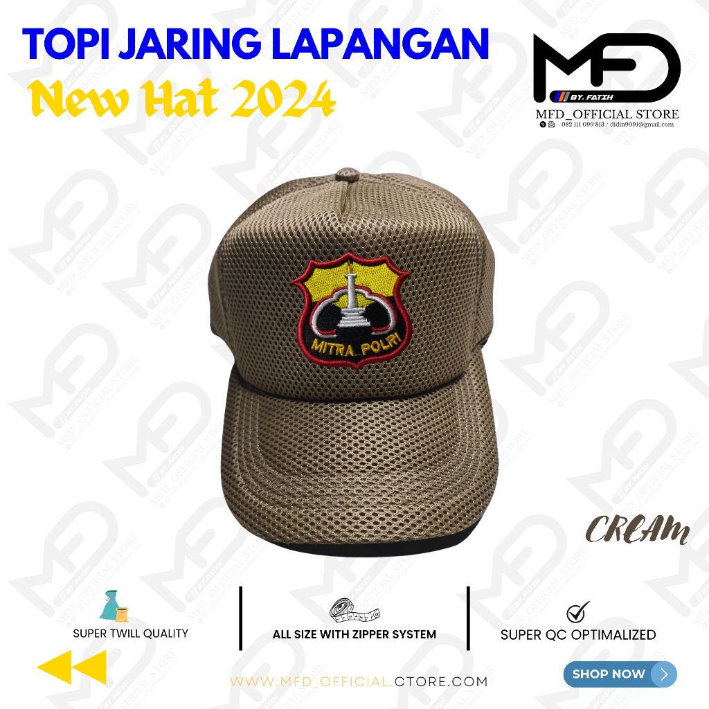 MFD topi SENKOM MITRA POLRI topi Jaring lapangan Pria Wanita