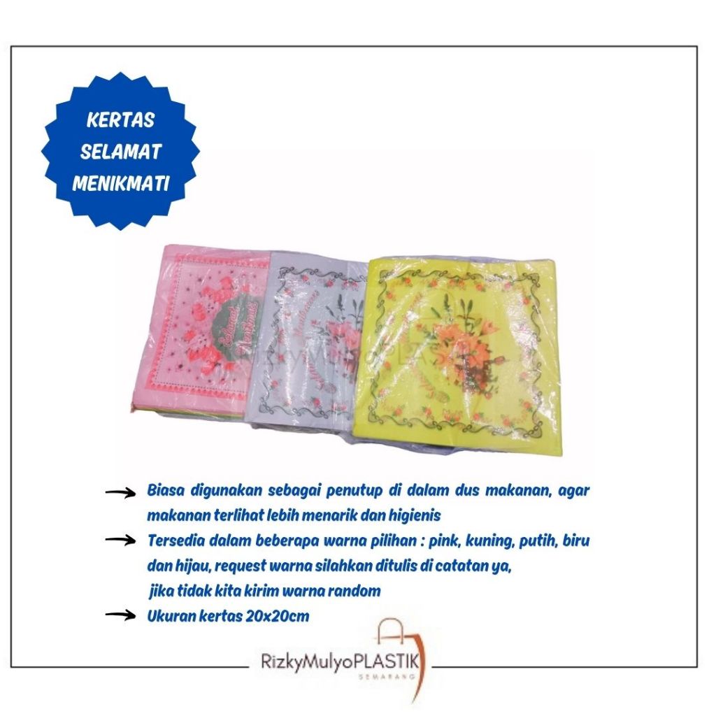 [Per 10pcs] Kertas Selamat Menikmati/Kertas Selamat Makan/Kertas Penutup Dus