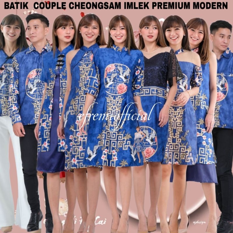 BATIK COUPLE SET IMLEK/BAJU CHEONGSAM QIPAO LAMARAN SANGJIT PREMIUM EFREMI SATIN PRINTING