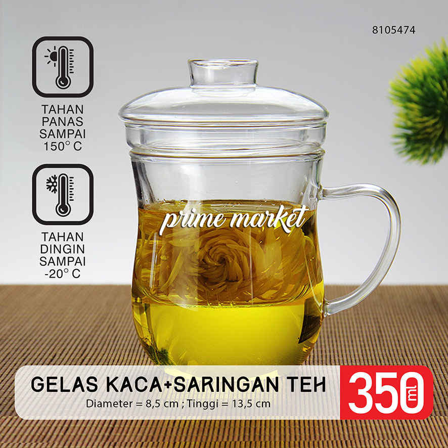 Gelas Saringan Teh & Rempah Tahan Panas dan Dingin Saringan Teh Herbal Kaca Aesthetic 350 ml (810547
