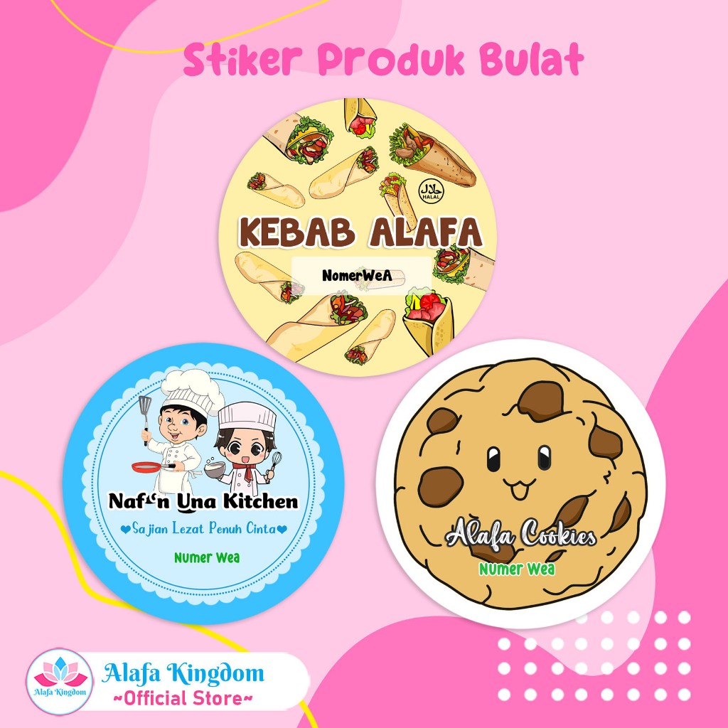 

Alafakingdom 100-102 Stiker Makanan / Stiker Kue Kering Lebaran / Stiker Kebab / Stiker Bulat