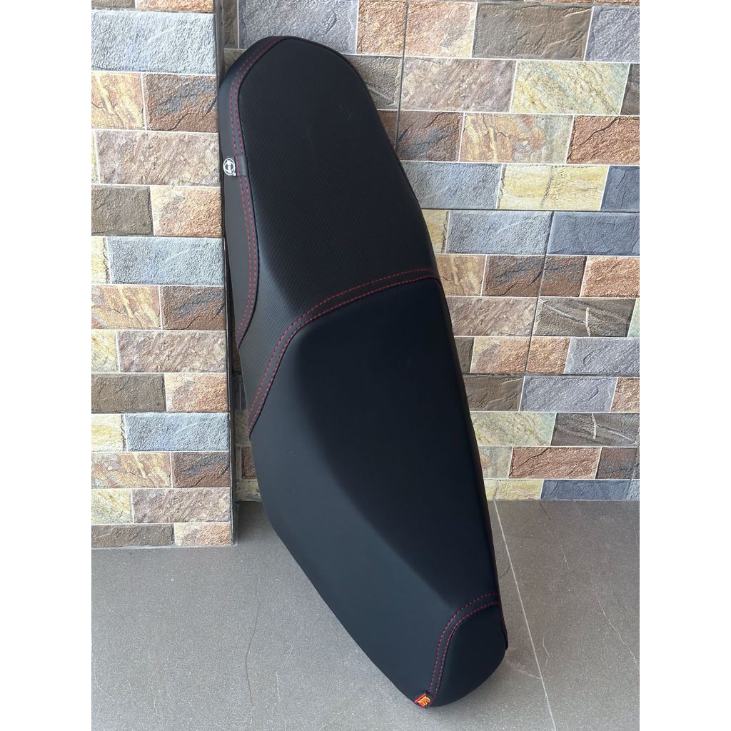 JOK MIO SPORTY DOUBLE SEAT SESET PAHA MOTIF XRIDE KULIT MBTECH KAMARO SERAT JERUK ORIGINAL