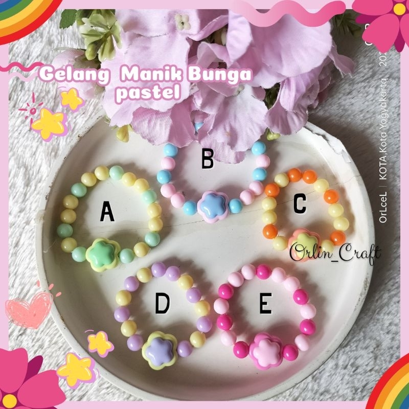 Gelang Manik Premium Gelang Manik2 Bunga Gelang Manik2 Bunga Pastel