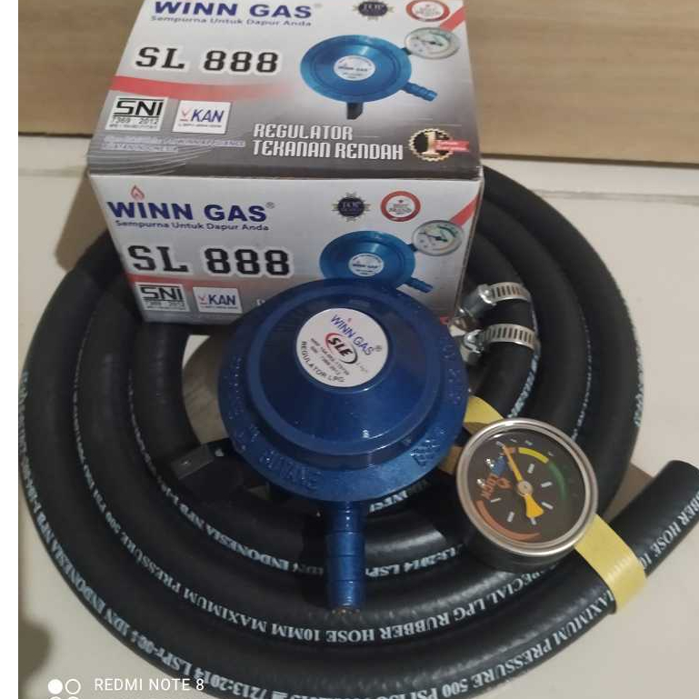Regulator lpg matic Zhelgaz sl 888 m dan selang gas Bluegaz DN asli Rubber Gas Hose Iso 9001