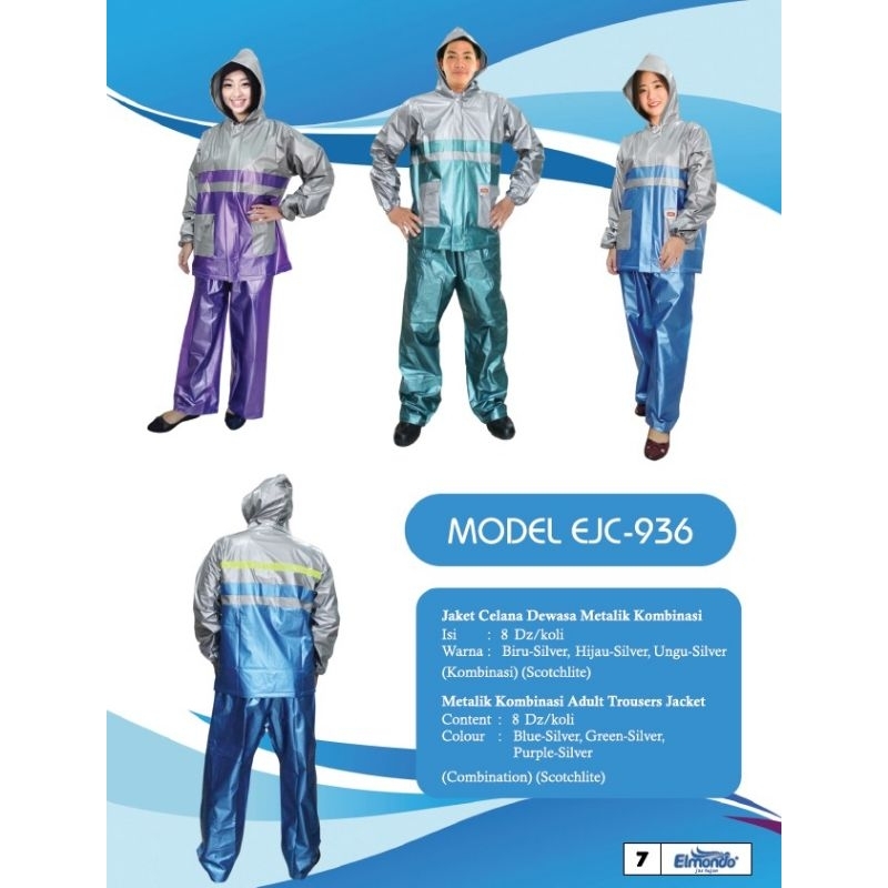 Jas Hujan Elmondo Jaket Celana Dewasa EJC -936 Pria Wanita