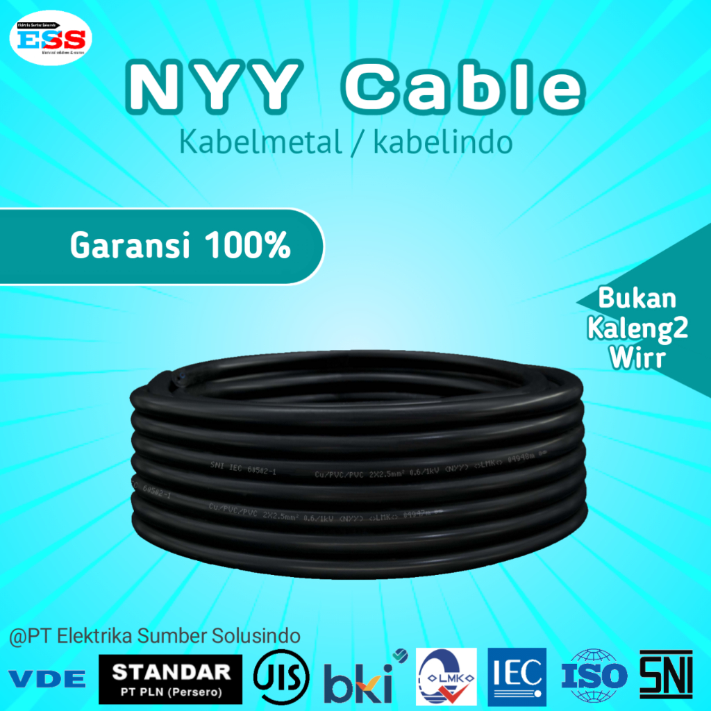 Kabel Listrik NYY 4 x 4 mm2 - Kabel NYY Tembaga Murni Premium