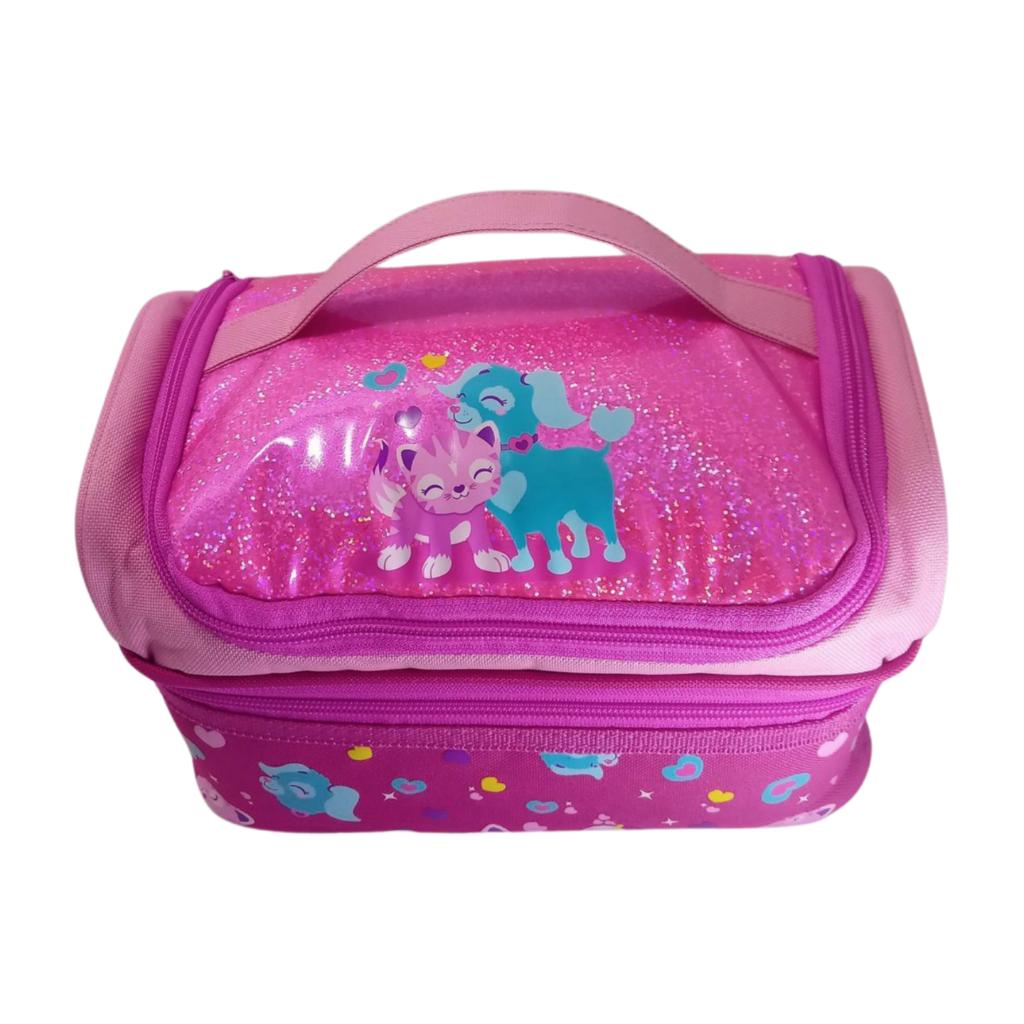 My Style Tm 2331 Cat And Dog Double Decker Lunch Bag Glitter Finishing Material ) - Tas Bekal Tempat