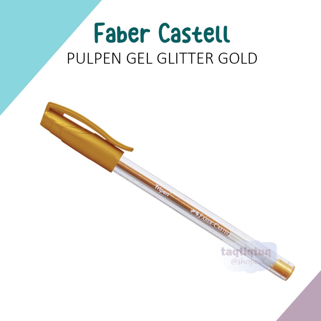 Tripen Pulpen Gel Faber Castell Pulpen Glitter Gold Gliter Ball Pen Pulpen Jel Emas