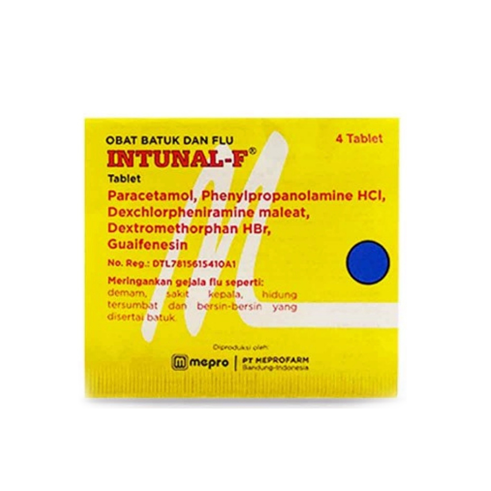 INTUNAL Forte Kuning Strip 4tab - Obat Demam Batuk Pilek Tablet