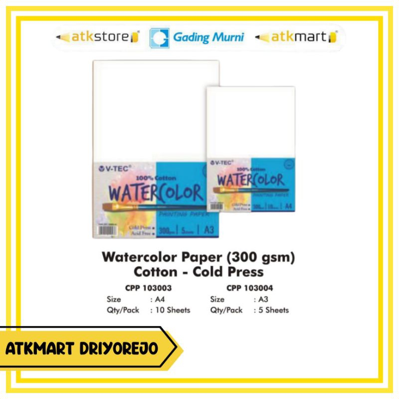 

V-TEC WATER COLOUR PAINTING PAPER CPP 103004 UK A3 - KERTAS LUKIS