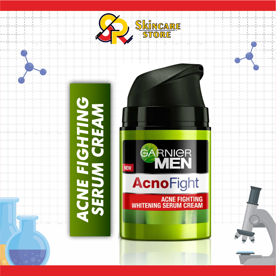 Garnier Men Acno Fight Acne Fighting Whitening Serum Cream Skin Care - 40ml