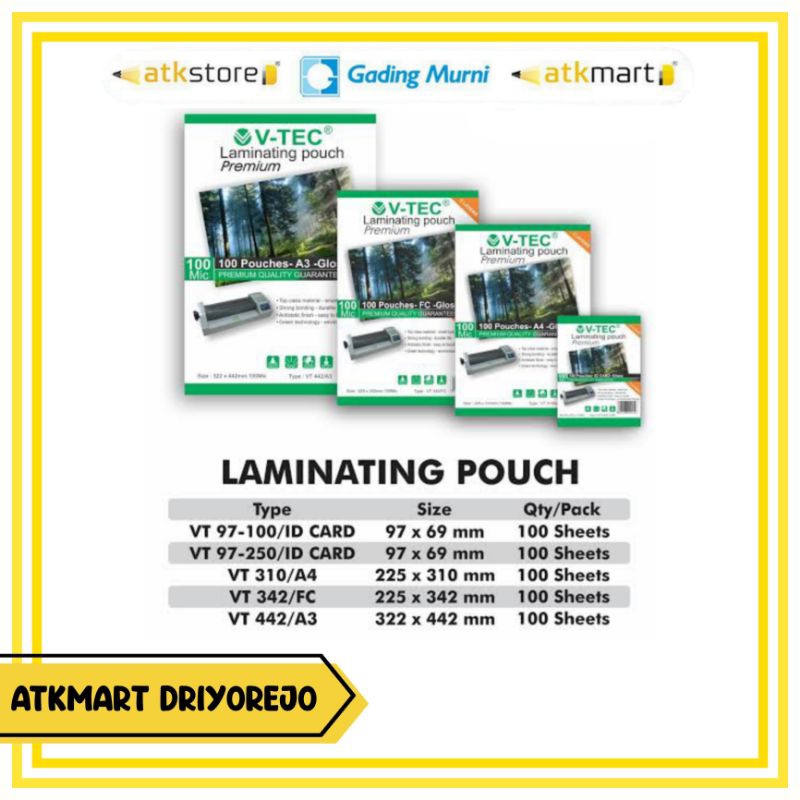 

V-TEC PLASTIK LAMINATING ID CARD KTP 100 MIC - LAMINATING POUCH
