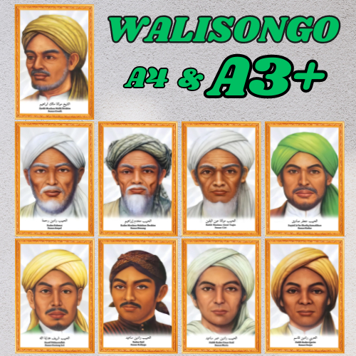 Foto Figura WALISONGO/9 Wali A4 & A3+/Foto Habib & Ulama /Pajangan Dinding Kayu MDF