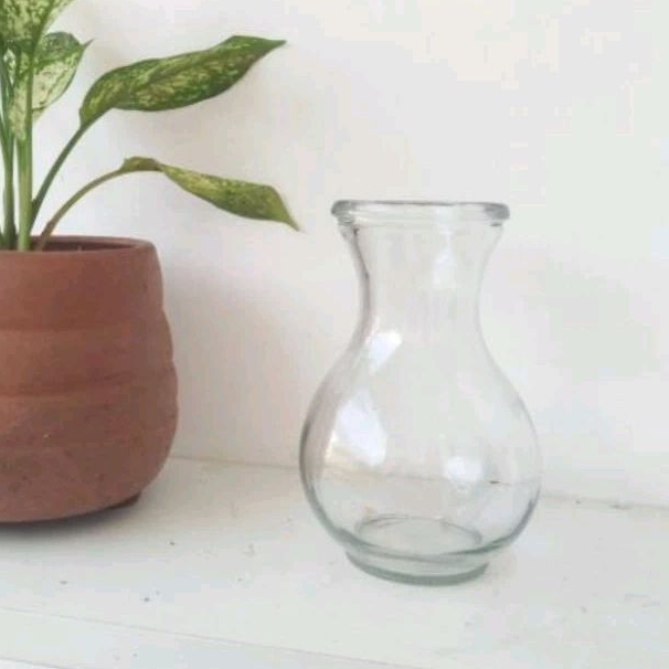 Vas Bunga Kaca / Vas Kaca Bulat / Hiasan Meja Aesthetic