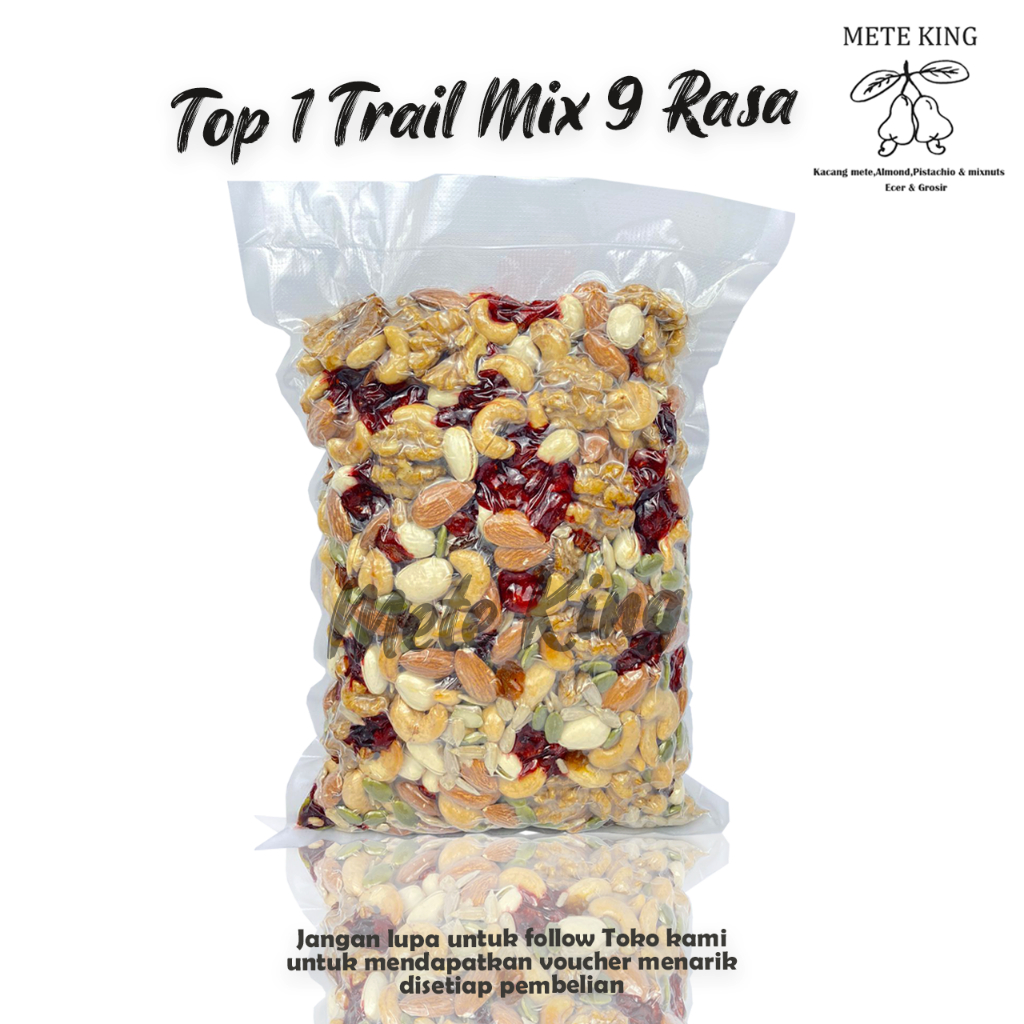 

1kg super trail 9 mix almond mete cranberry walnut pistachio pumpkin seed sunflower gold kismis dark raisin