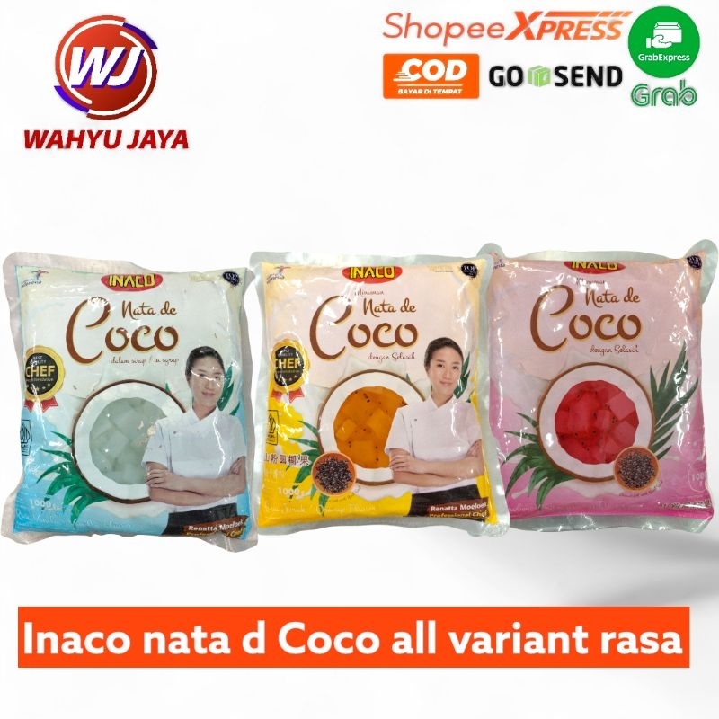 

inaco nata de Coco selasih all variant rasa strawberry,orange,vanilla