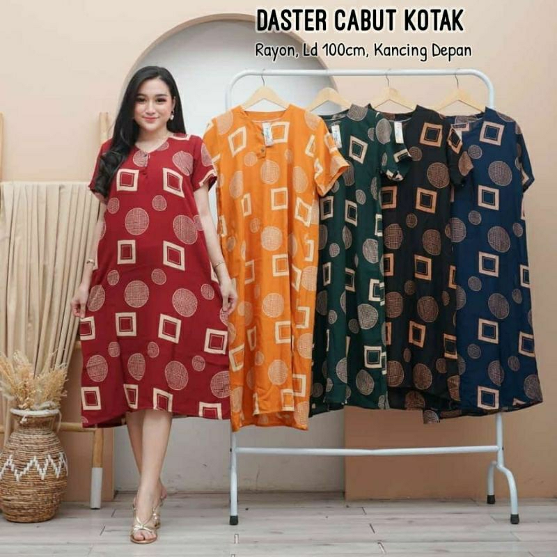 (BISA COD)DASTER WANITA STANDAR CABUTAN MOTIF KOTAK / SULTAN / HASNA BAHAN RAYON HALUS LEMBUT BUSUI 
