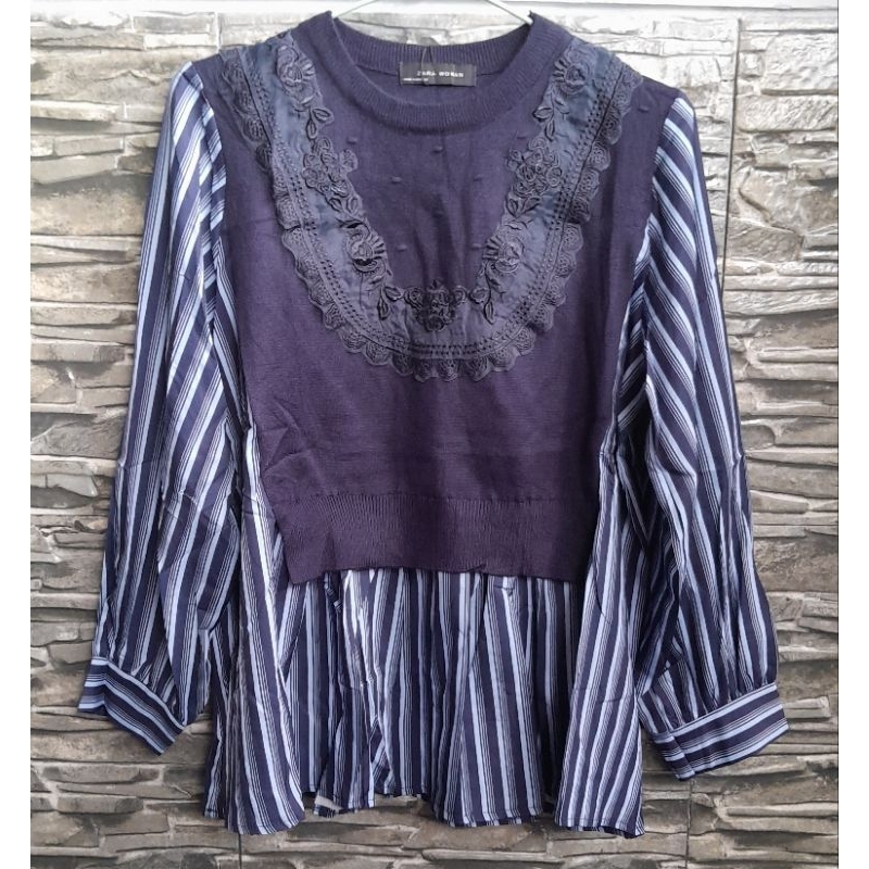 ATASAN RAJUT SALUR ZARA WOMAN BANGKOK (PRODUK BARU ADA LABEL)