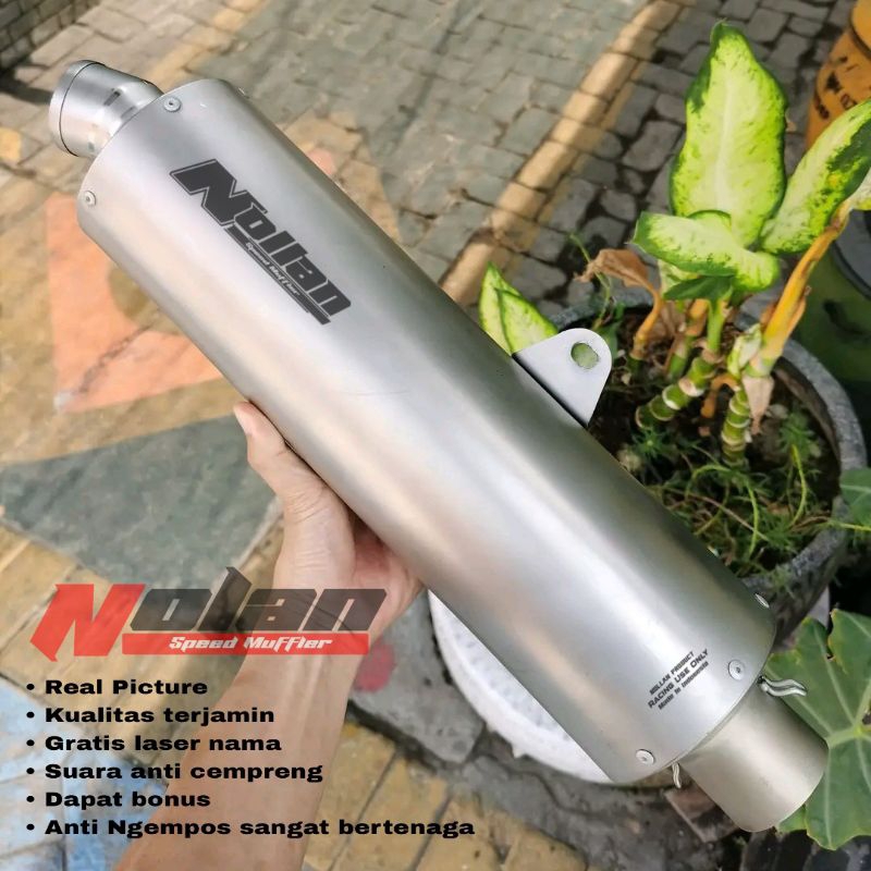 Silincer knalpot big volume original Nollan vapor blasting titanium look inlet 50/51 universal