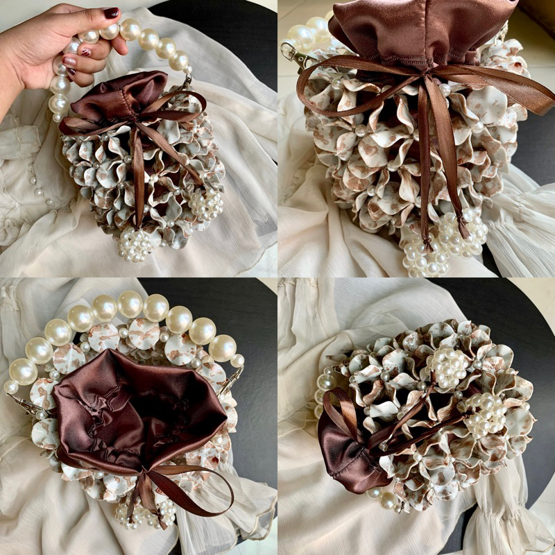 new beaded bag bucket warna silver berbagai ukuran