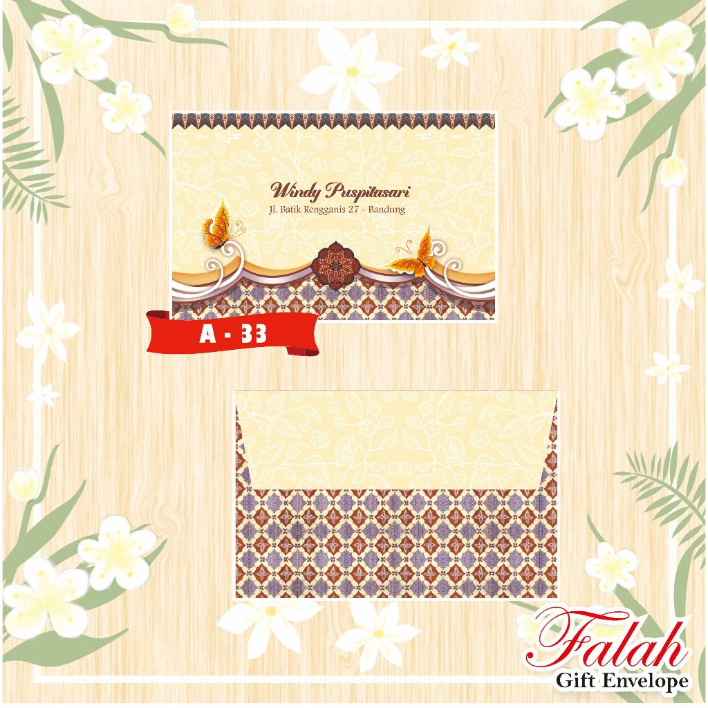 

Amplop Kondangan sudah isi nama per box isi 50 lembar motif Falah A 33