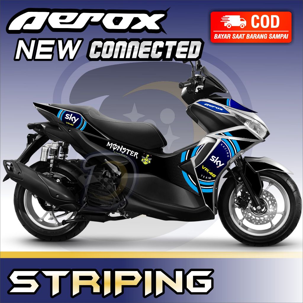 Striping Lis Aerox Connected 2021 New Stiker Motor Yamaha Aerox New Connected Sky