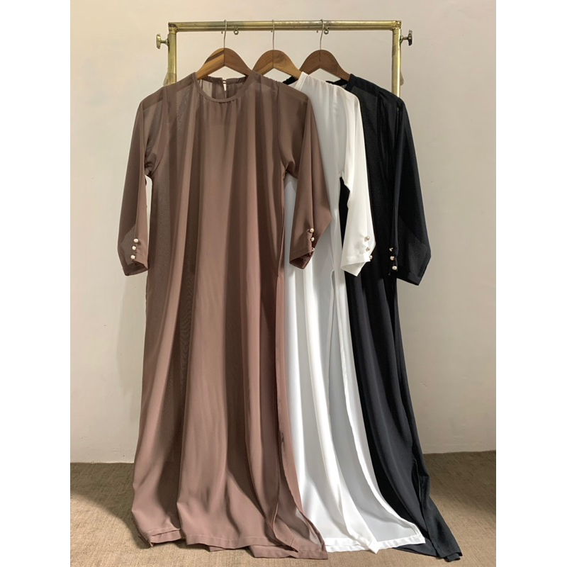 Outer Ceruty Long Outer Panjang Abaya simple Tunik ceruty Outfit kajian Tunik Belah Samping Outer Tu