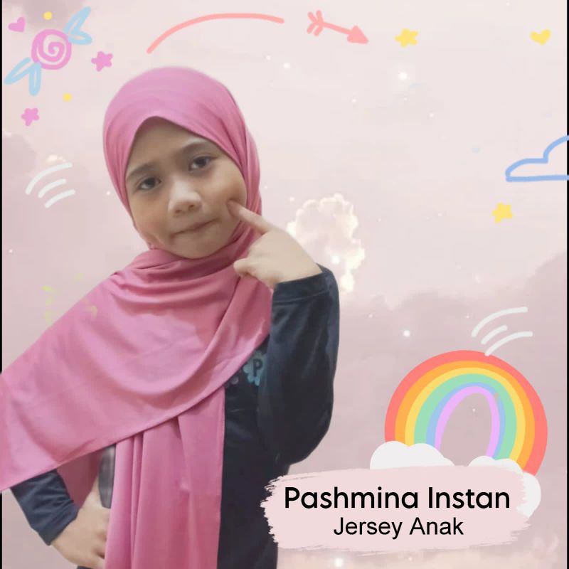 PASMINA INSTAN ANAK JERSEY / PASMINA INSTAN OVAL JERSEY ANAK