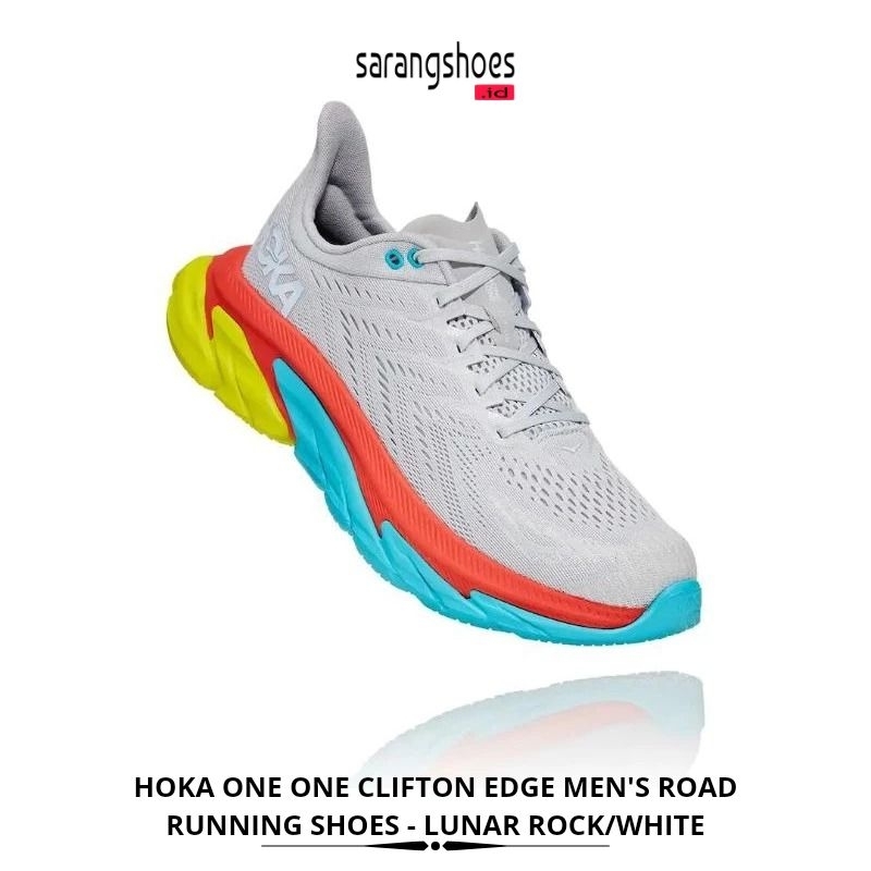 Hoka One One Clifton Edge Men's Road Running Shoes - Lunar Rock/White