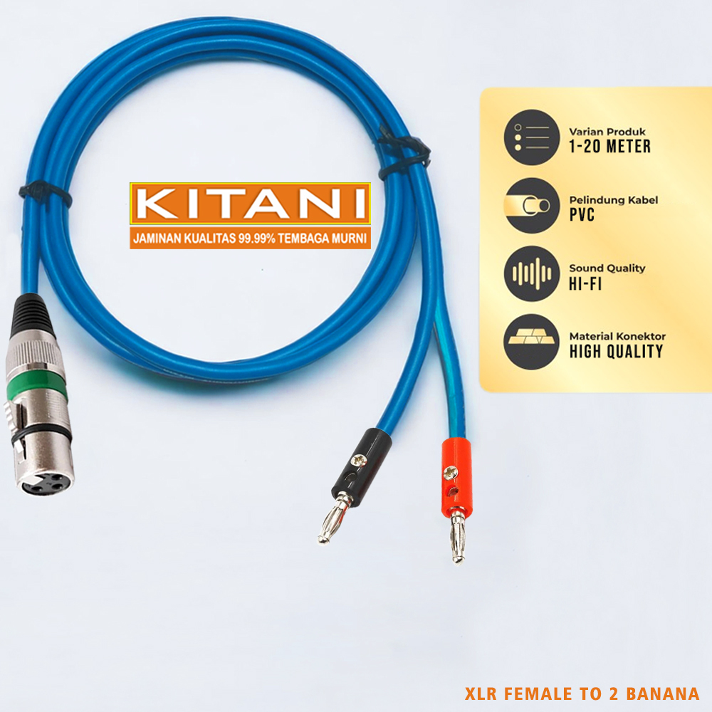 Kabel Audio Jack XLR Female To 2 Jack Banana - KITANI