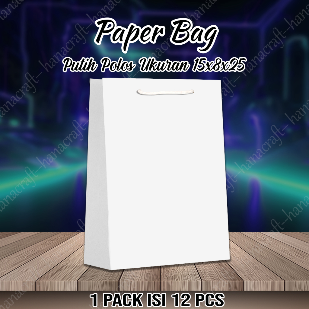 

Paper bag Wafer Putih Polos 15x8x25 / Tas Kertas Polos / Tas Kado / Tas Asul-asul / Tas Hajatan / Bungkus Kado
