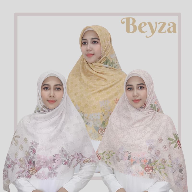Beyza scarf | Hijab Voal | hijab segi empat motif | Voal Ultrafine Tryspan | White, mustard, pink bw