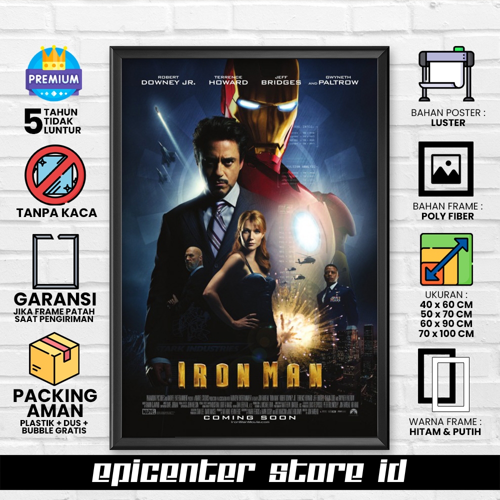 Poster Film Iron Man - Official 2 + Frame