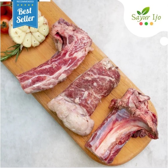 

Rancher Daging Iga Konro 480 - 500 Gram / Pack Fresh Frozen Back Ribs Tulang Sapi Segar