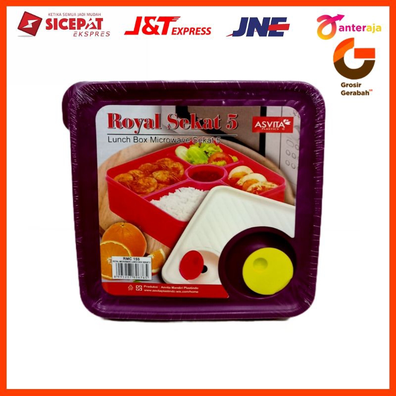 asvita royal microwave lunch box sekat 5 rmc155