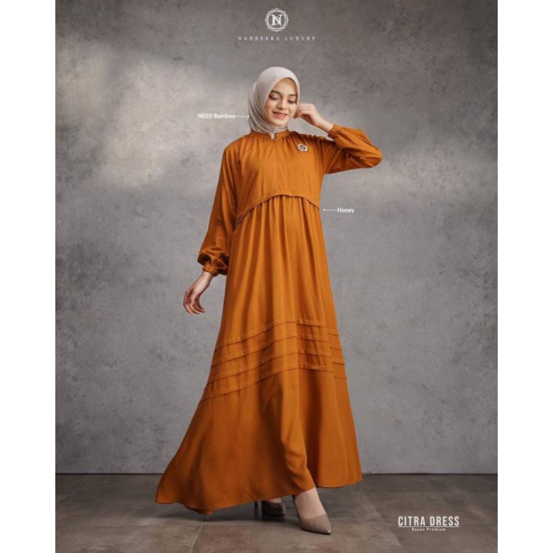 Dress nadheera luxury // dress gamis polos terlaris citra dress nadheera luxury ori